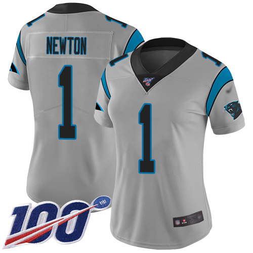 Carolina Panthers Limited Silver Women Cam Newton Jersey NFL Football #1 100th Season Inverted Legend->youth nfl jersey->Youth Jersey